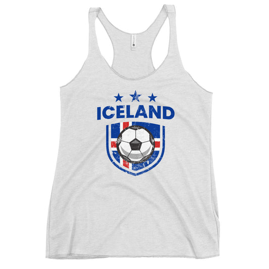 Retro Iceland Soccer Team Football Fan Country Icelandic Flag Women's Racerback Tank Top