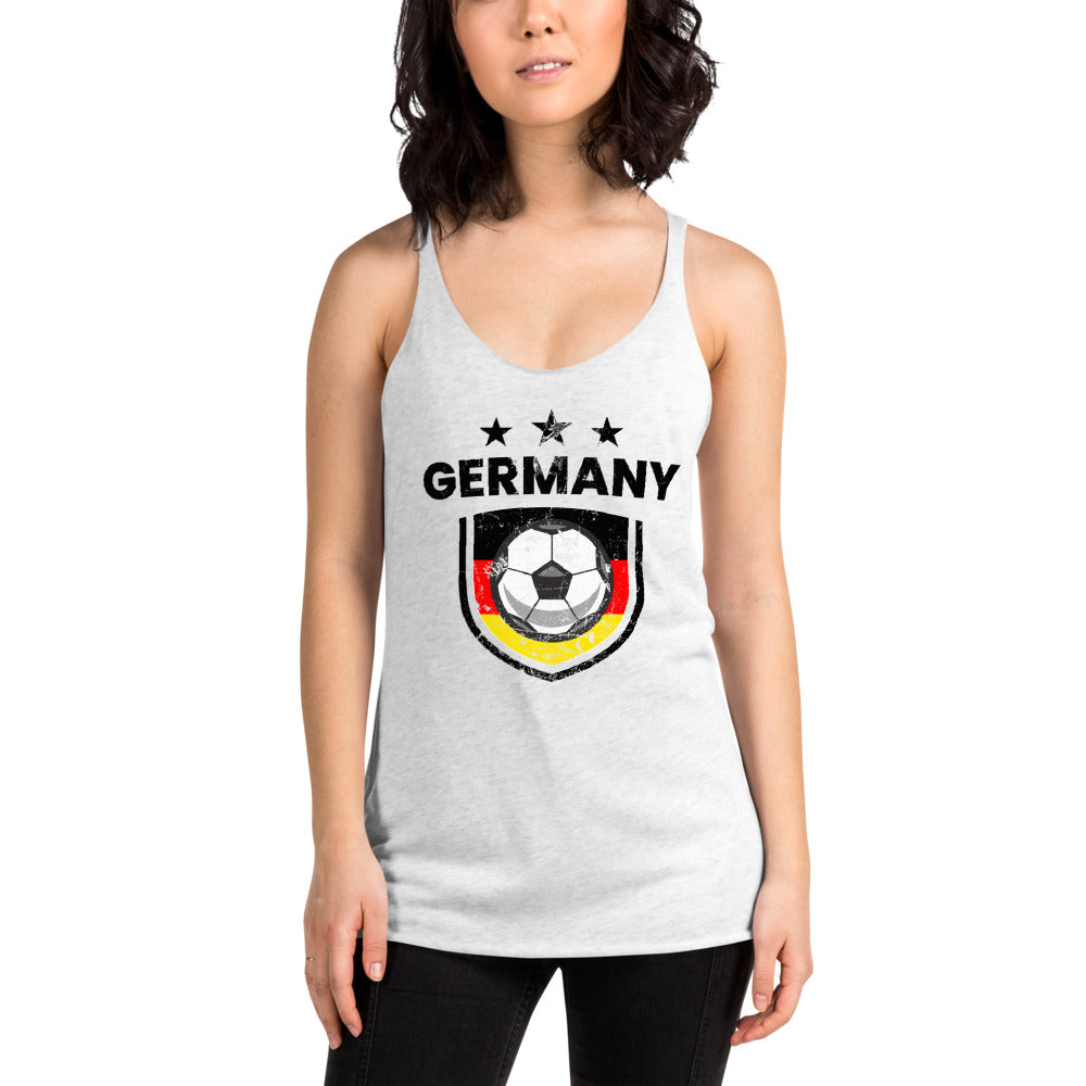 Retro Germany Soccer Team Football Fan Country Deutschland German Flag Women's Racerback Tank Top