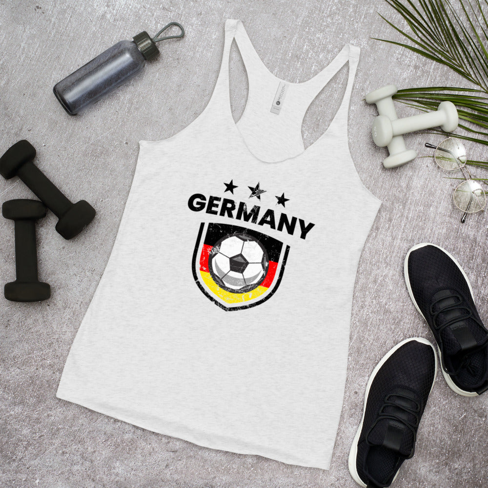 Retro Germany Soccer Team Football Fan Country Deutschland German Flag Women's Racerback Tank Top