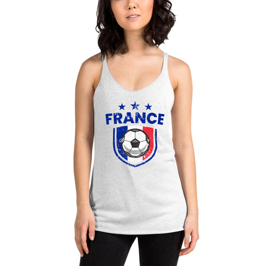 Retro France Soccer Team Football Fan Country French Flag Women's Racerback Tank Top