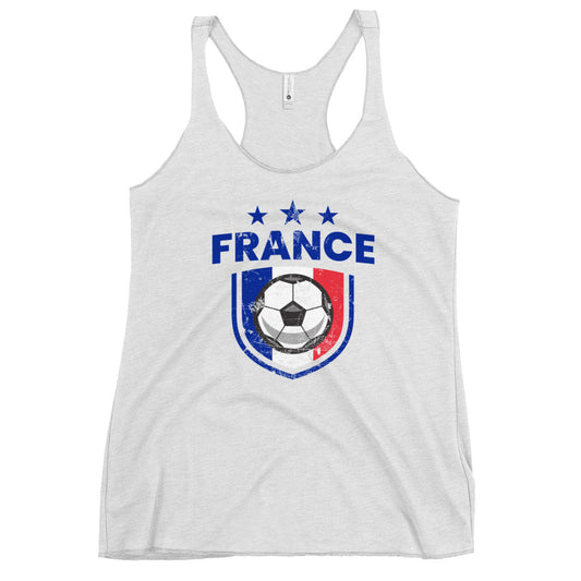 Retro France Soccer Team Football Fan Country French Flag Women's Racerback Tank Top