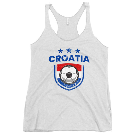 Retro Croatia Soccer Team Football Fan Country Croatian Flag Women's Racerback Tank Top