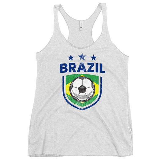 Retro Brazil Soccer Team Football Fan Country Brasil Brazilian Flag Women's Racerback Tank Top