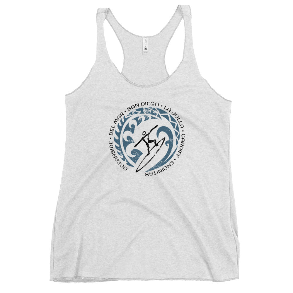 Cool San Diego County California Surf Surfing Fan Women's Racerback Tank Top