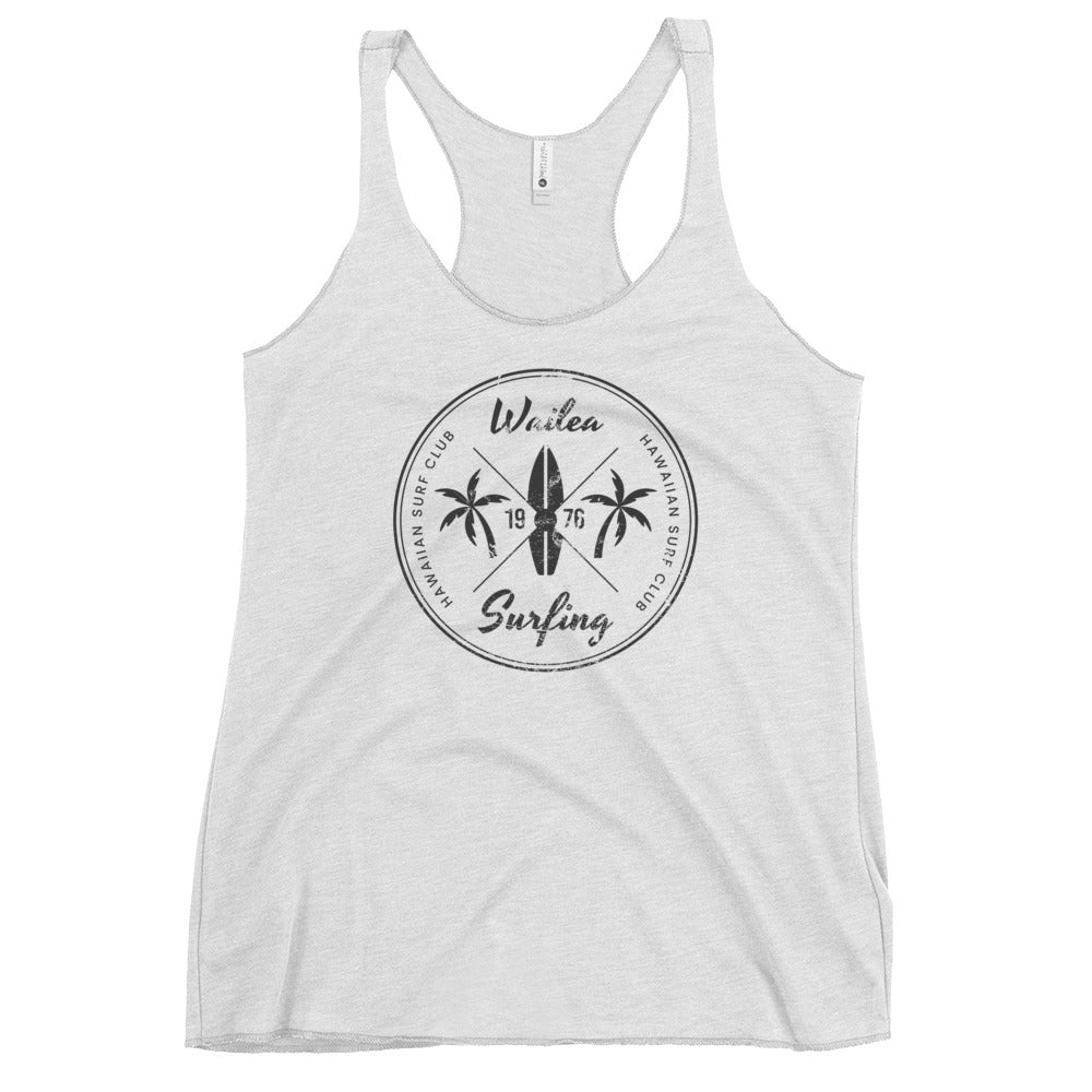 Retro Wailea Maui Hawaii Surfing Fan  Beach Women's Racerback Tank Top