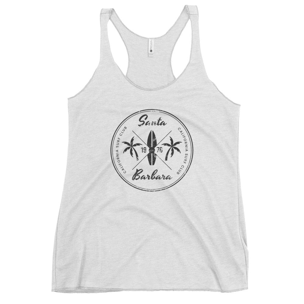 Retro Santa Barbara California Surfing Fan  Beach Women's Racerback Tank Top