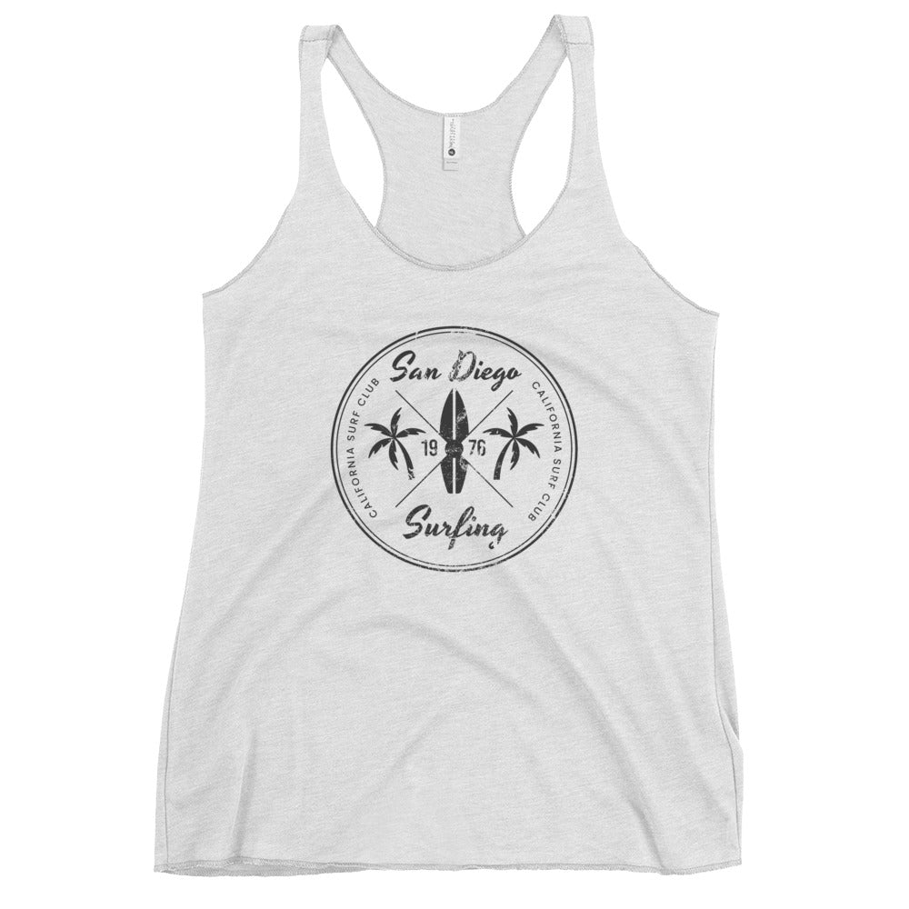 Retro San Diego California Surfing Fan  Beach Women's Racerback Tank Top