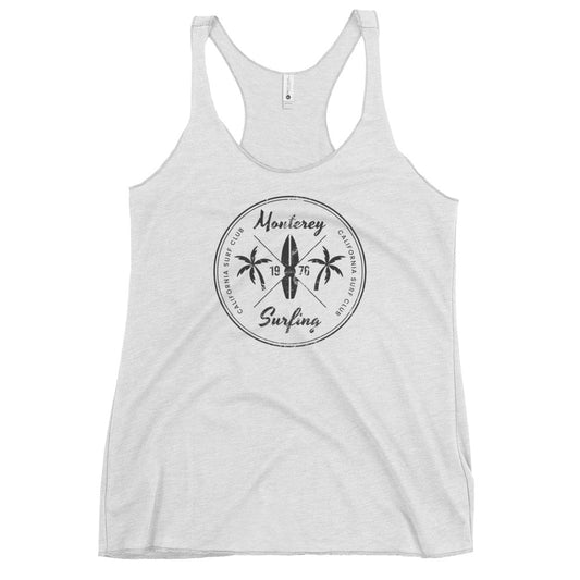 Retro Monterey California Surfing Fan  Beach Women's Racerback Tank Top