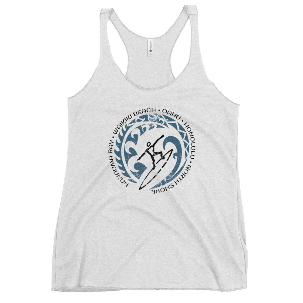 Cool Oahu Hawaii Surf Surfing Fan Women's Racerback Tank Top