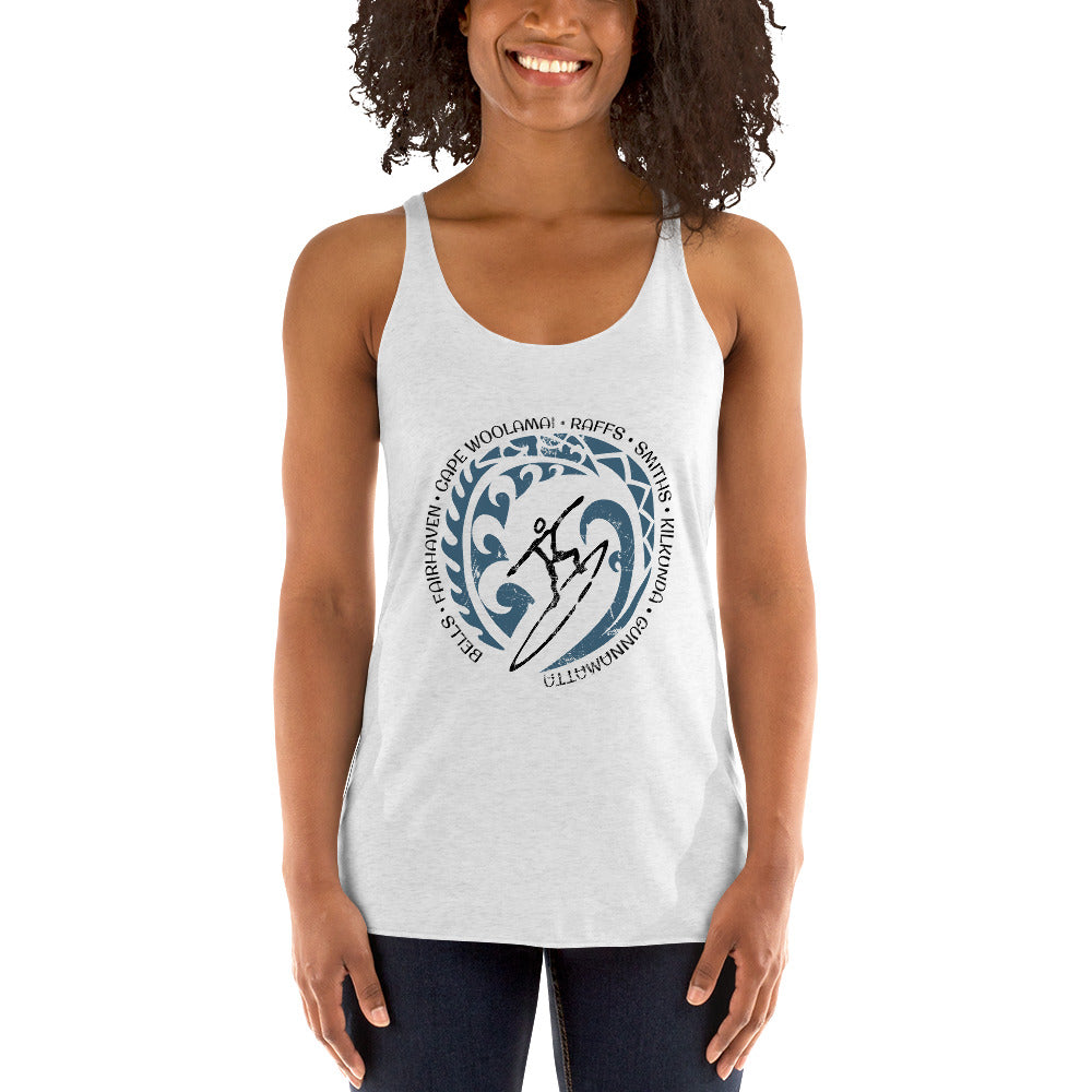 Cool Melbourne Australia Surf Surfing Fan Women's Racerback Tank Top