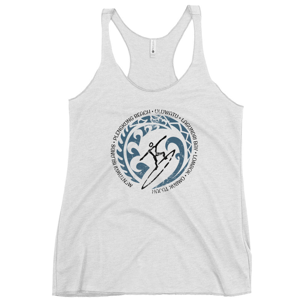 Cool Indonesia Surf Surfing Fan Women's Racerback Tank Top