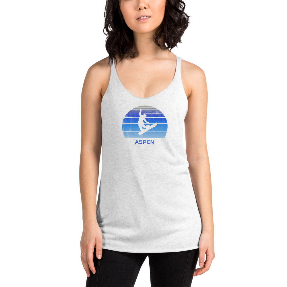 Retro Aspen Colorado Snowboarding Fan Women's Racerback Tank Top