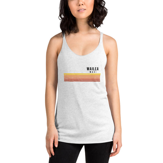 Retro Wailea Maui Hawaii Vacation Stripes Women's Racerback Tank Top