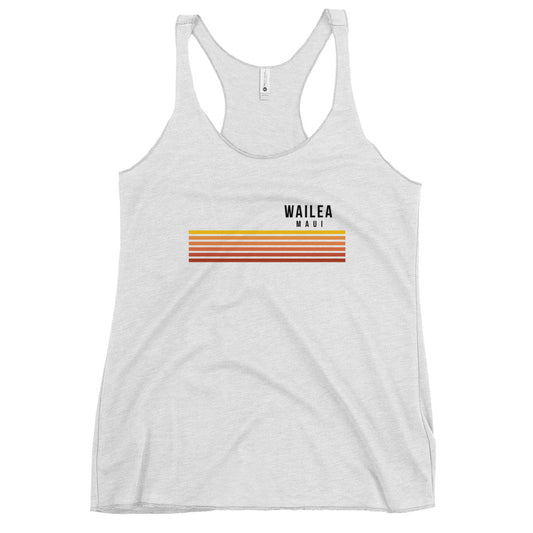 Retro Wailea Maui Hawaii Vacation Stripes Women's Racerback Tank Top