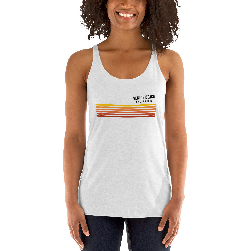 Retro Venice Beach California Vacation Stripes Women's Racerback Tank Top