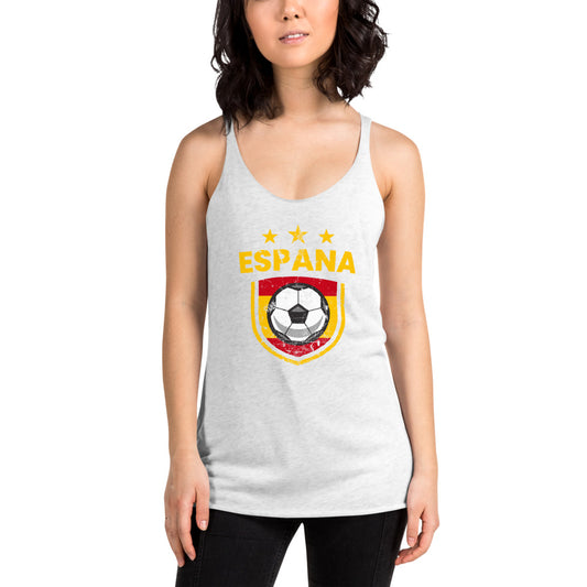 Retro Spain Soccer Team Football Fan Country Espana Spanish Flag Women's Racerback Tank Top