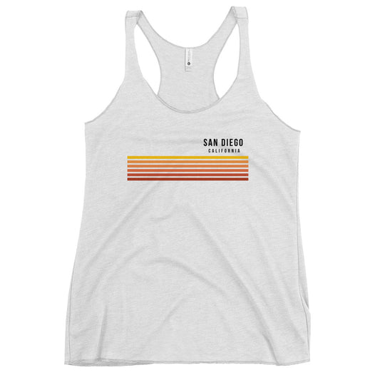 Retro San Diego California Vacation Stripes Women's Racerback Tank Top