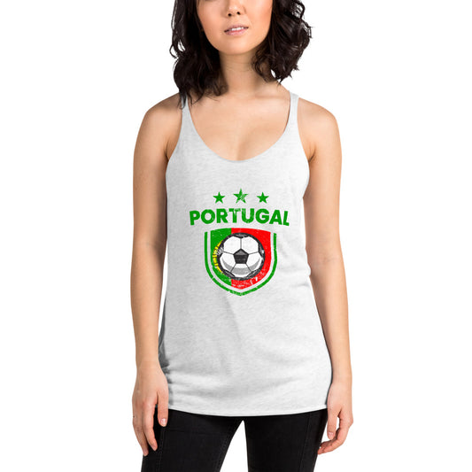 Retro Portugal Soccer Team Football Fan Country Portuguese Flag Women's Racerback Tank Top