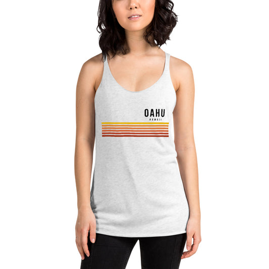 Retro Oahu Hawaii Vacation Stripes Women's Racerback Tank Top