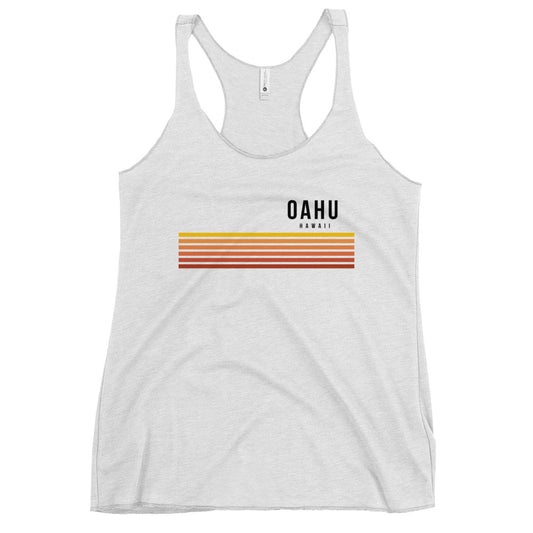 Retro Oahu Hawaii Vacation Stripes Women's Racerback Tank Top