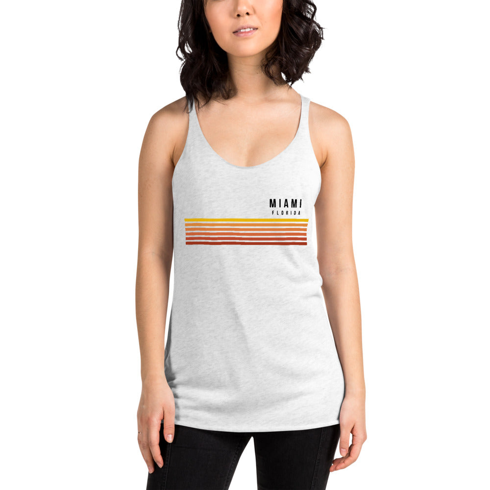 Retro Miami Florida Vacation Stripes Women's Racerback Tank Top