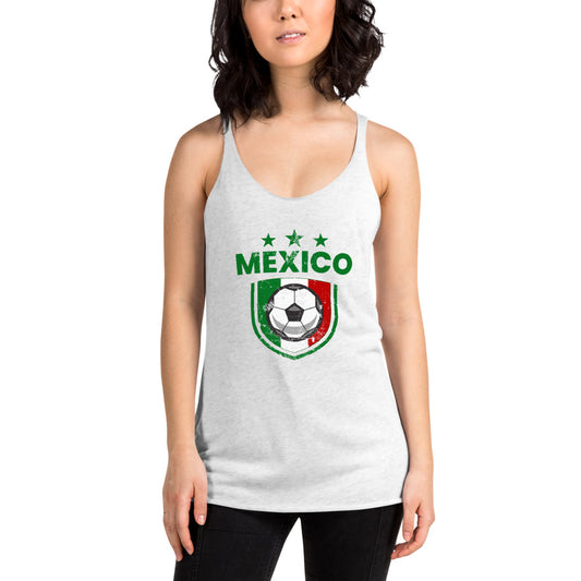 Retro Mexico Soccer Team Football Fan Country Mexican Flag Women's Racerback Tank Top