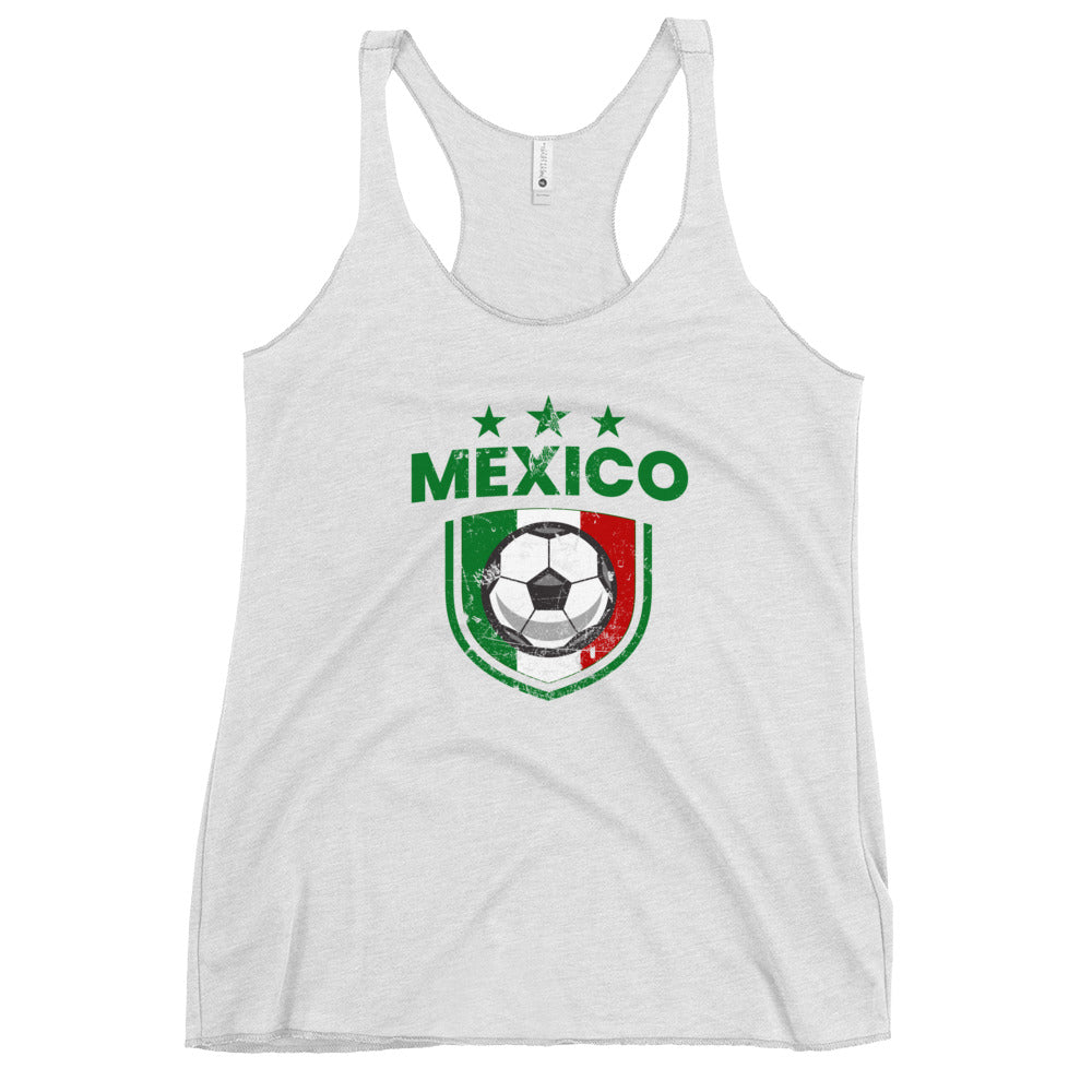 Retro Mexico Soccer Team Football Fan Country Mexican Flag Women's Racerback Tank Top