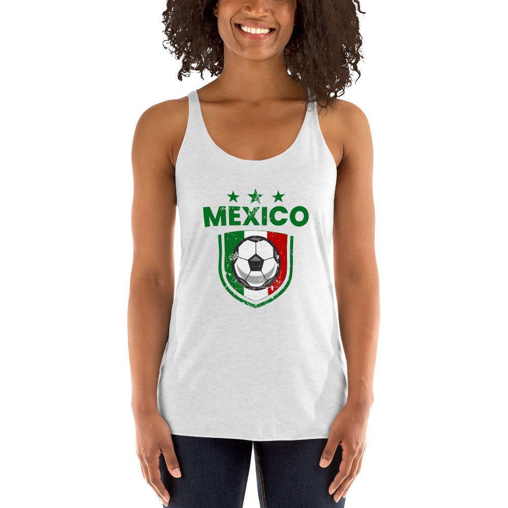 Retro Mexico Soccer Team Football Fan Country Mexican Flag Women's Racerback Tank Top