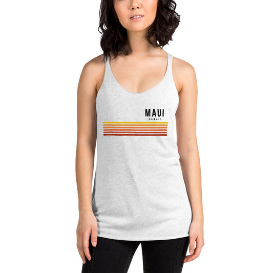 Retro Maui Hawaii Vacation Stripes Women's Racerback Tank Top