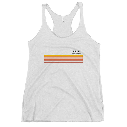 Retro Malibu California Vacation Stripes Women's Racerback Tank Top