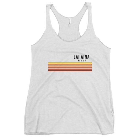Retro Lahaina Maui Hawaii Vacation Stripes Women's Racerback Tank Top