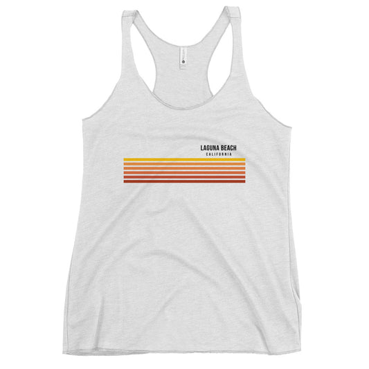 Retro Laguna Beach California Vacation Stripes Women's Racerback Tank Top