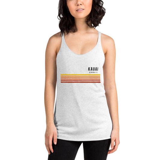 Retro Kauai Hawaii Vacation Stripes Women's Racerback Tank Top