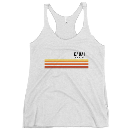 Retro Kauai Hawaii Vacation Stripes Women's Racerback Tank Top