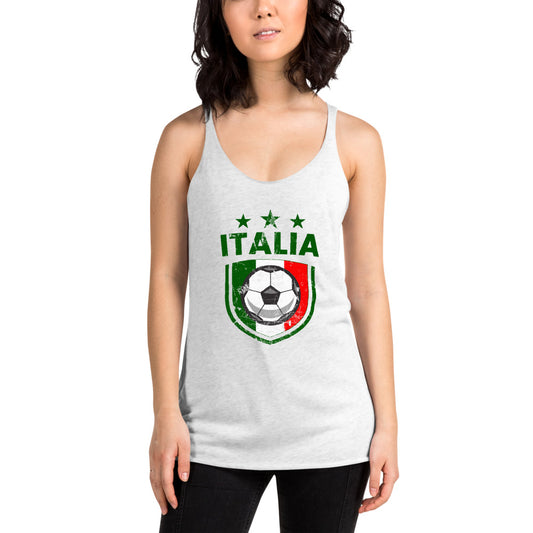 Retro Italy Soccer Team Football Fan Country Italian Italia Flag Women's Racerback Tank Top