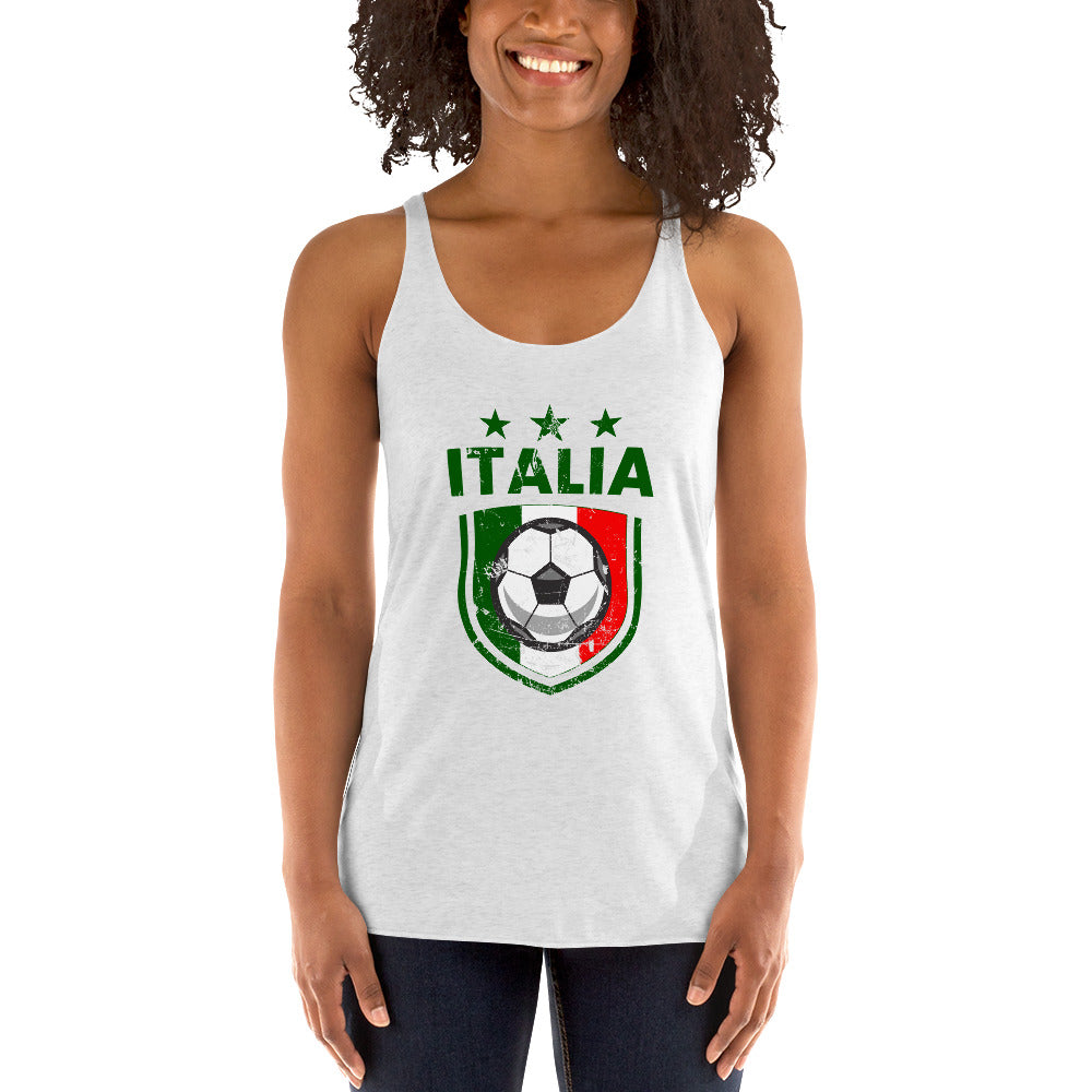 Retro Italy Soccer Team Football Fan Country Italian Italia Flag Women's Racerback Tank Top