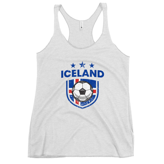 Retro Iceland Soccer Team Football Fan Country Icelandic Flag Women's Racerback Tank Top