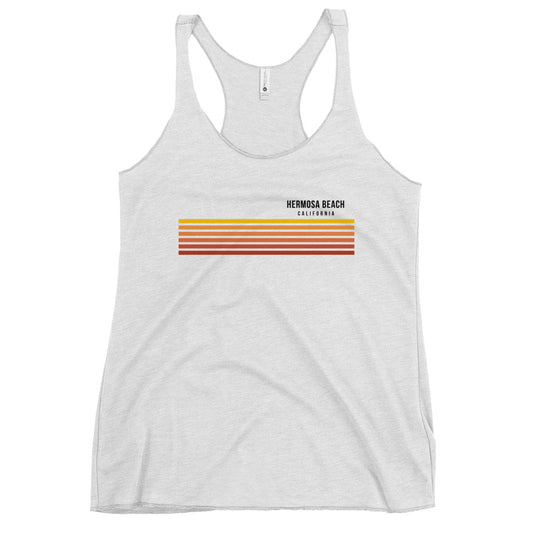 Retro Hermosa Beach California Vacation Stripes Women's Racerback Tank Top