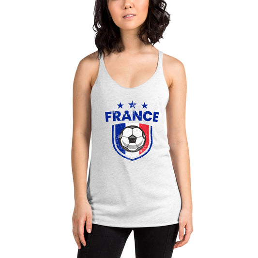 Retro France Soccer Team Football Fan Country French Flag Women's Racerback Tank Top