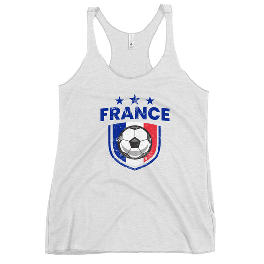 Retro France Soccer Team Football Fan Country French Flag Women's Racerback Tank Top