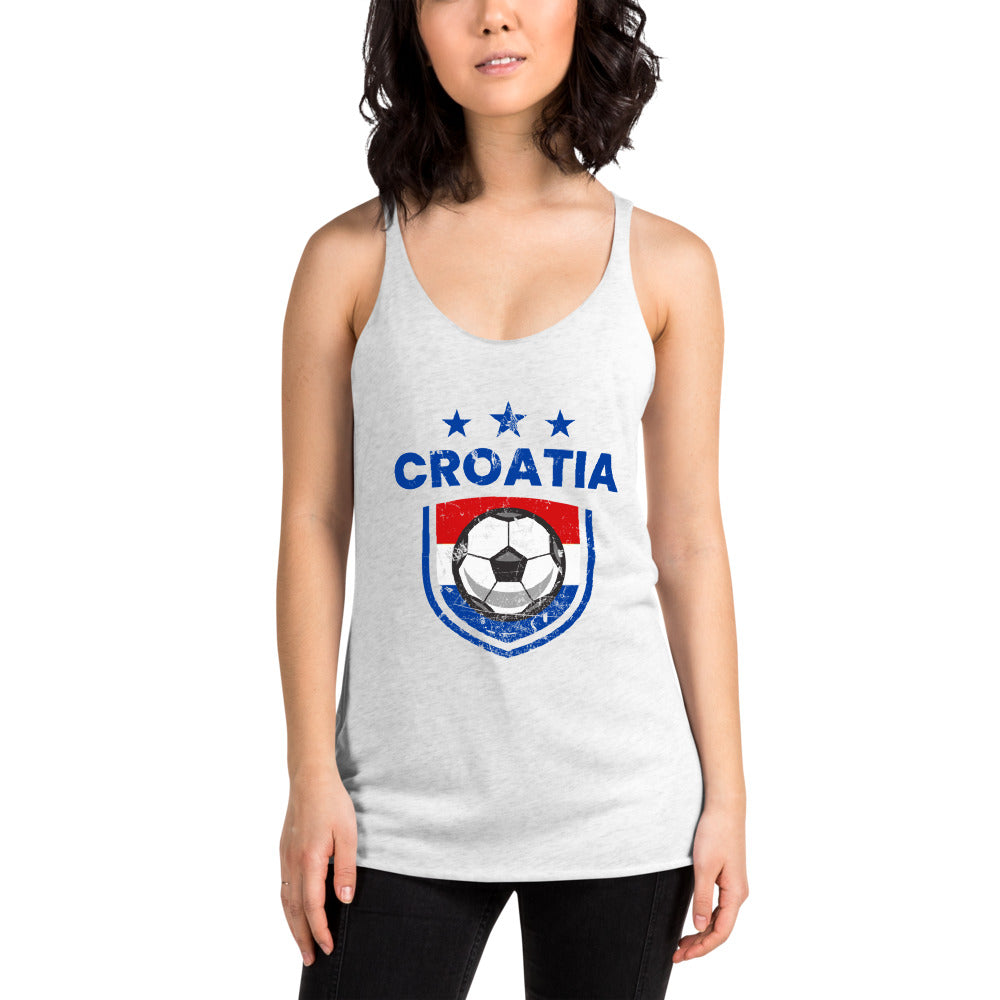 Retro Croatia Soccer Team Football Fan Country Croatian Flag Women's Racerback Tank Top