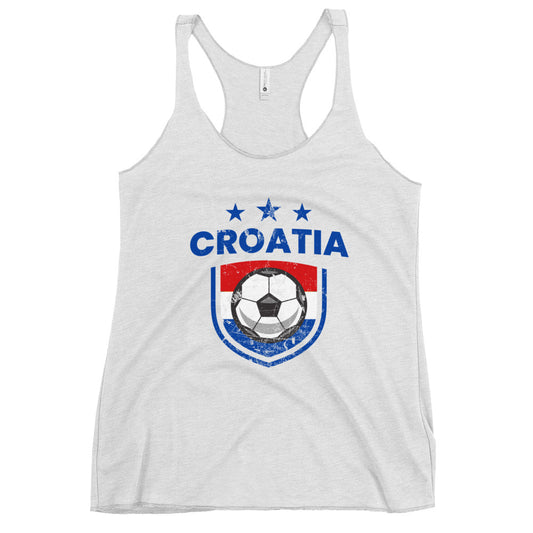 Retro Croatia Soccer Team Football Fan Country Croatian Flag Women's Racerback Tank Top