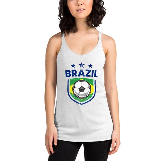 Retro Brazil Soccer Team Football Fan Country Brasil Brazilian Flag Women's Racerback Tank Top