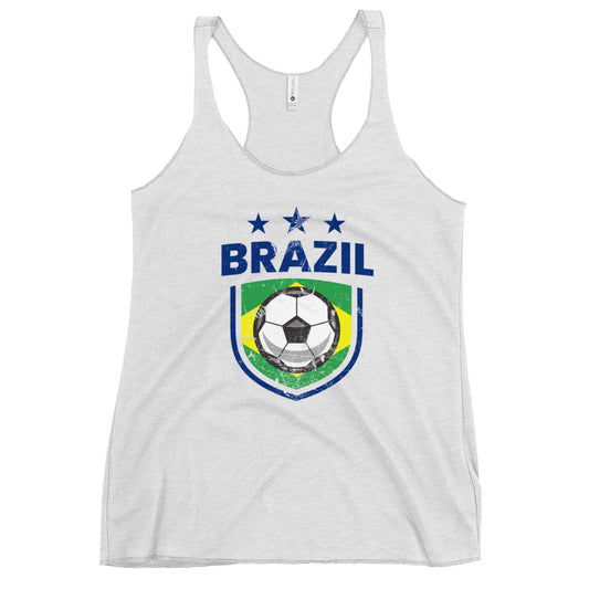 Retro Brazil Soccer Team Football Fan Country Brasil Brazilian Flag Women's Racerback Tank Top