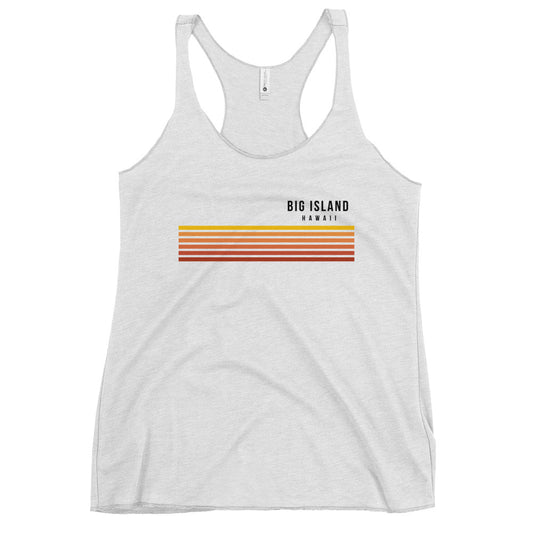 Retro Big Island Hawaii Vacation Stripes Women's Racerback Tank Top