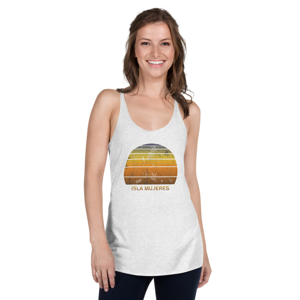 Retro Isla Mujeres Mexico Mexican Beach Vacation Souvenir Women's Racerback Tank Top