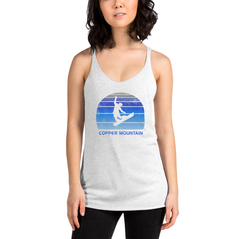 Retro Copper Mountain Colorado Snowboarding Fan Women's Racerback Tank Top