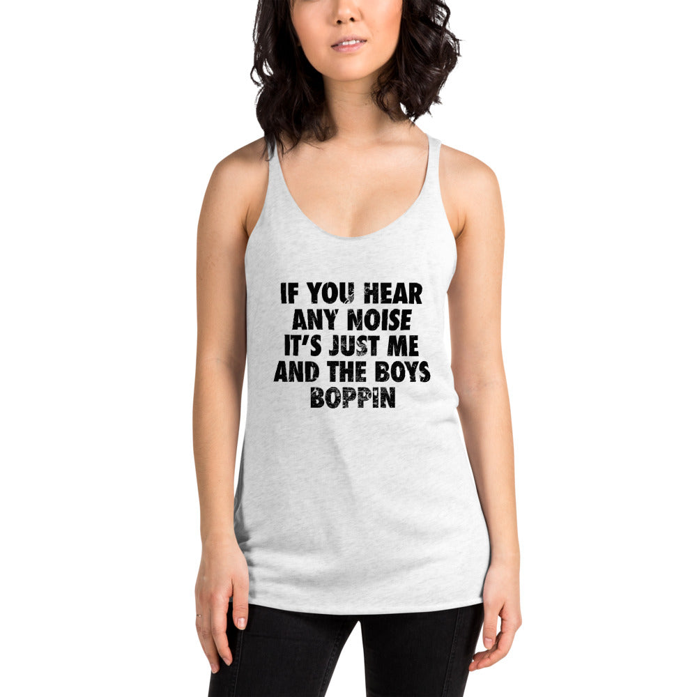 New York Baseball Fan Funny NY Boys Boppin Quote Women's Racerback Tank Top