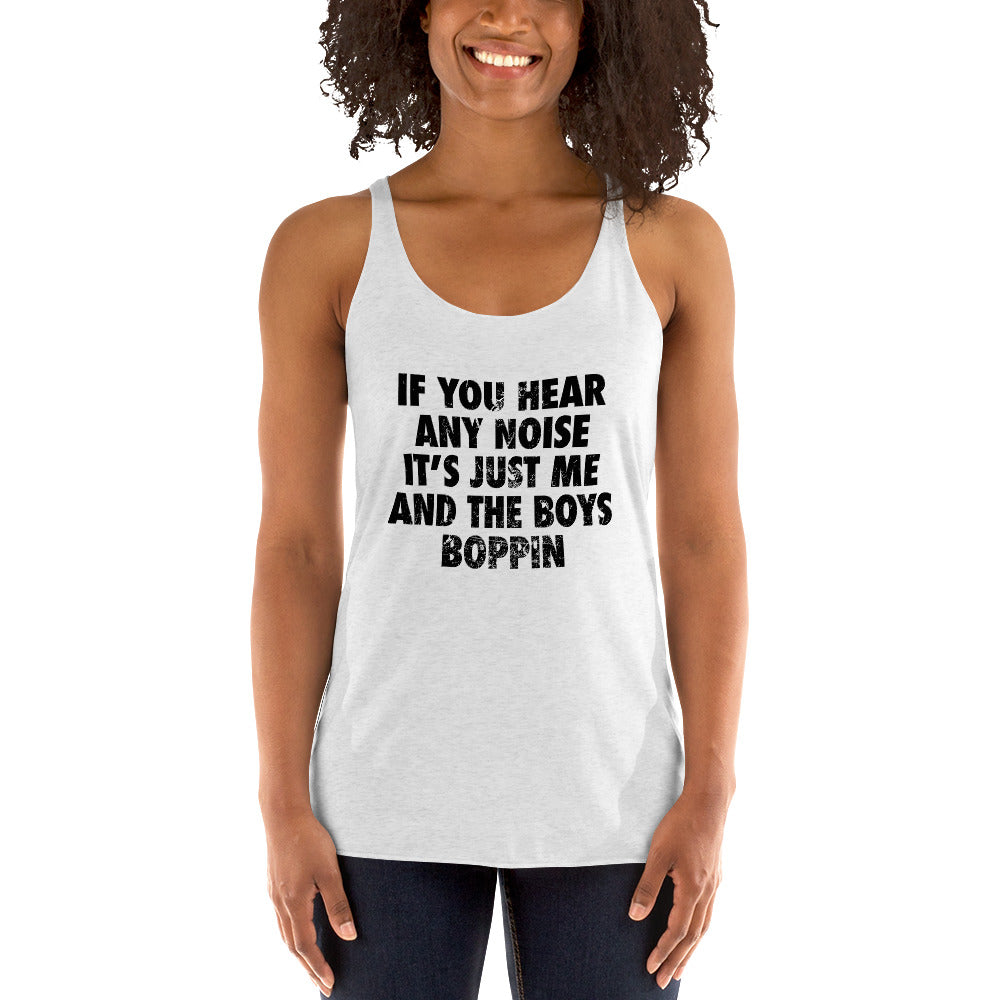 New York Baseball Fan Funny NY Boys Boppin Quote Women's Racerback Tank Top