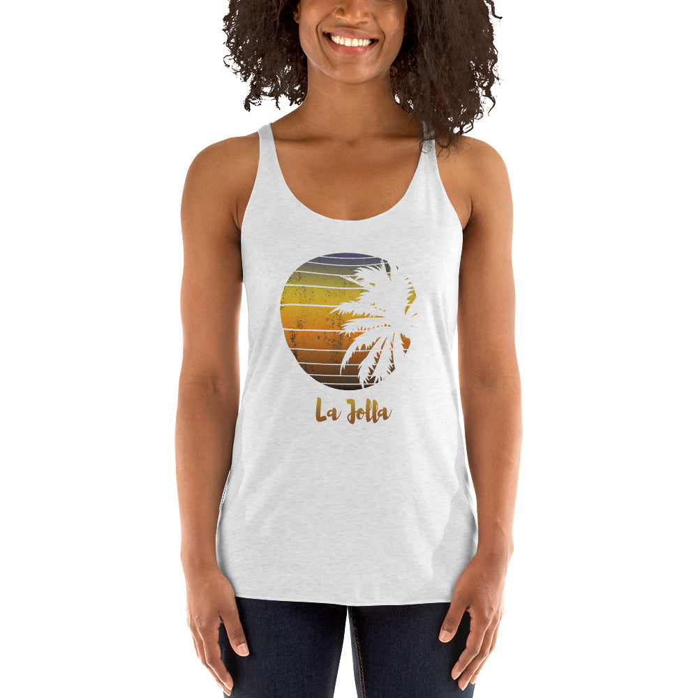 Retro La Jolla California Beach Vacation Souvenir Palm Tree Women's Racerback Tank Top